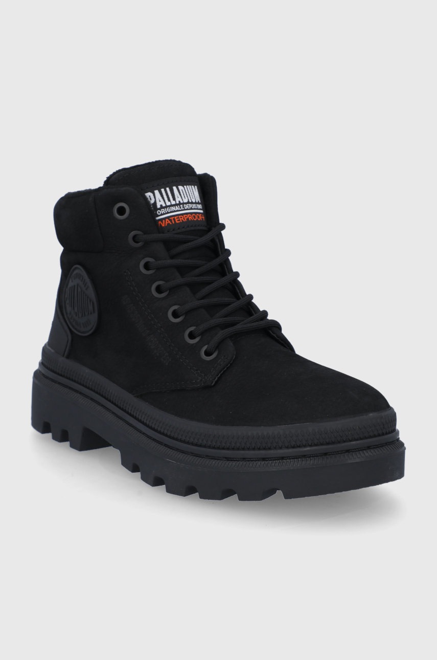 

Шкіряні черевики Palladium жіночі колір чорний на платформі злегка утеплена