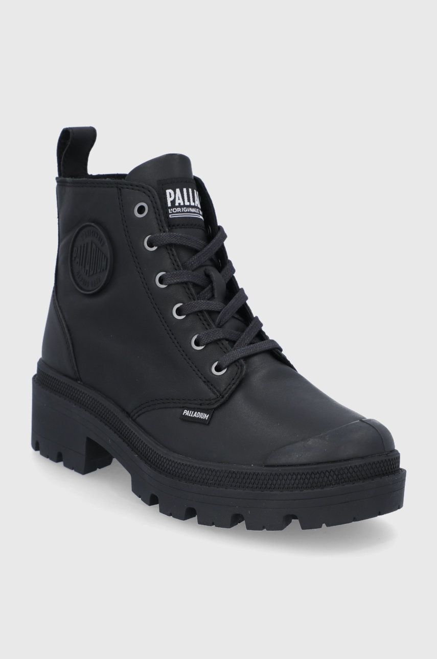

Шкіряні черевики Palladium жіночі колір чорний на платформі