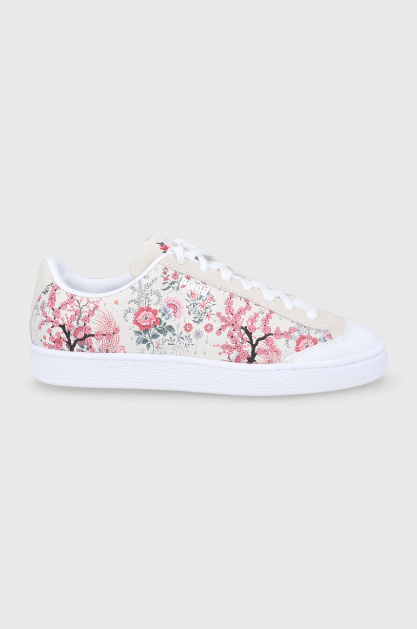 

Кожени обувки Puma Basket x Liberty 382106 в кремаво с равна подметка, Бежов