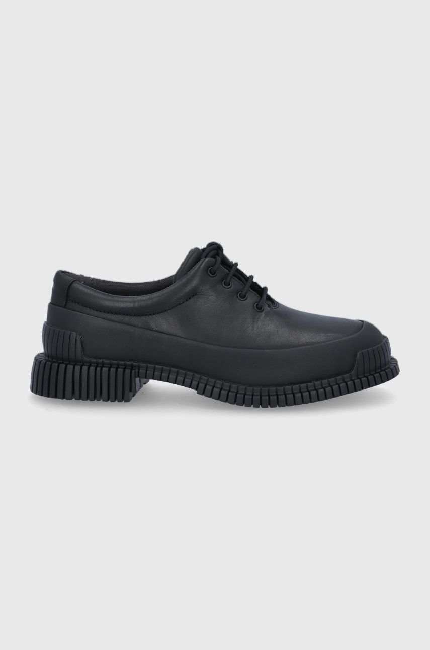 Camper pantofi de piele Pix femei, culoarea negru, cu toc plat K200687-030