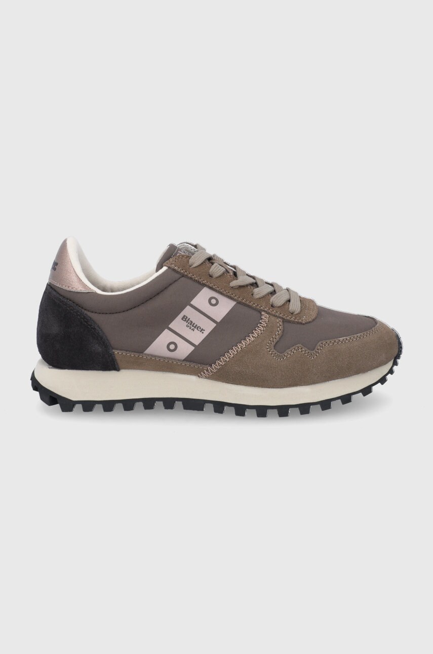 Blauer Pantofi culoarea verde, cu toc plat