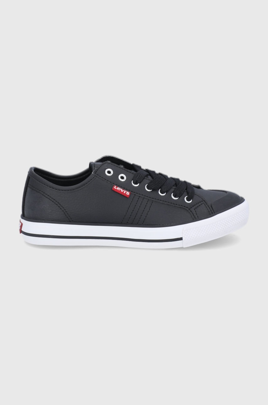 Levi's pantofi culoarea negru, cu toc plat