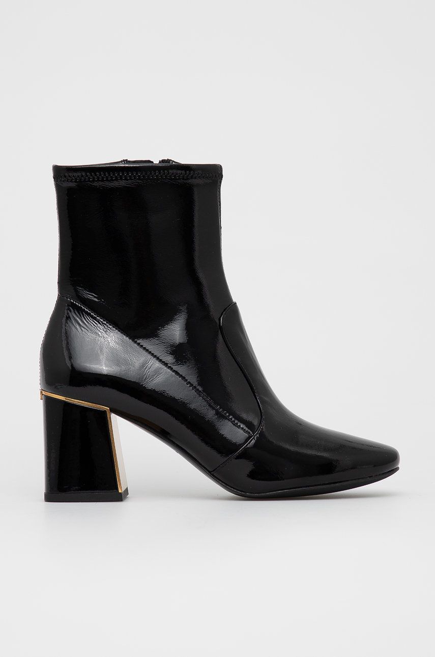 Levně Kožené kotníkové boty Tory Burch dámské, černá barva, na podpatku