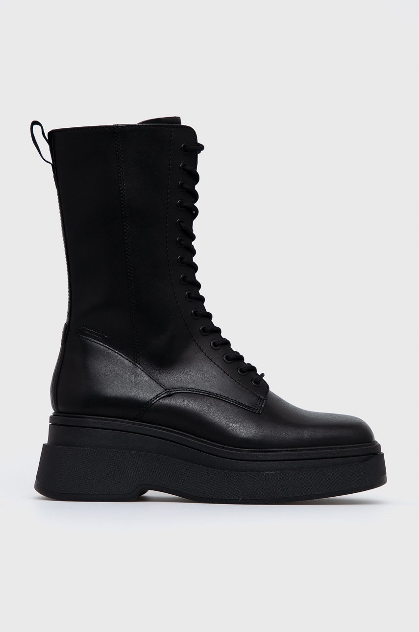 Vagabond bocanci de piele carla femei, culoarea negru, cu platformă