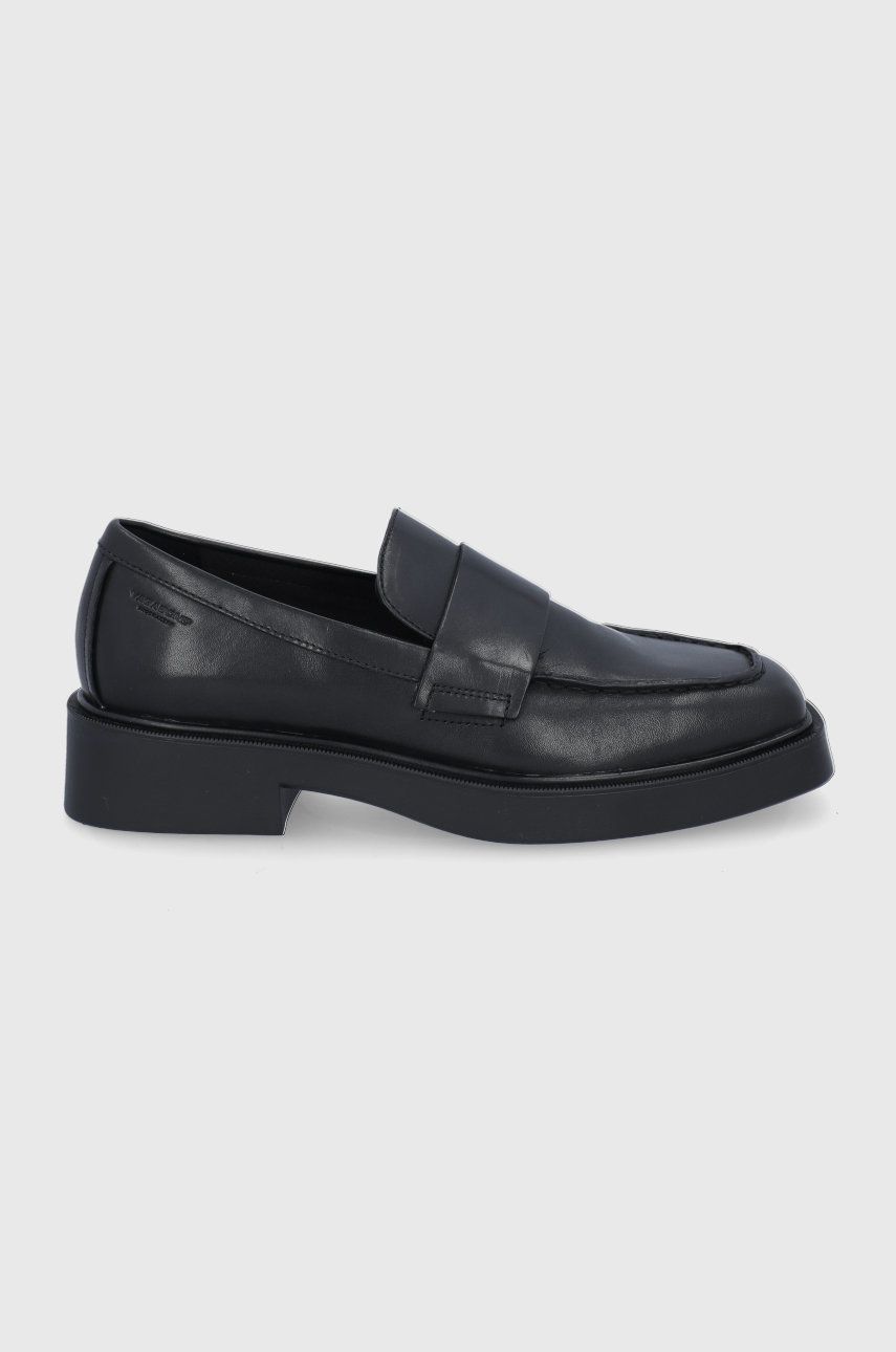 Vagabond Shoemakers Mocasini de piele femei, culoarea negru, cu toc plat answear.ro