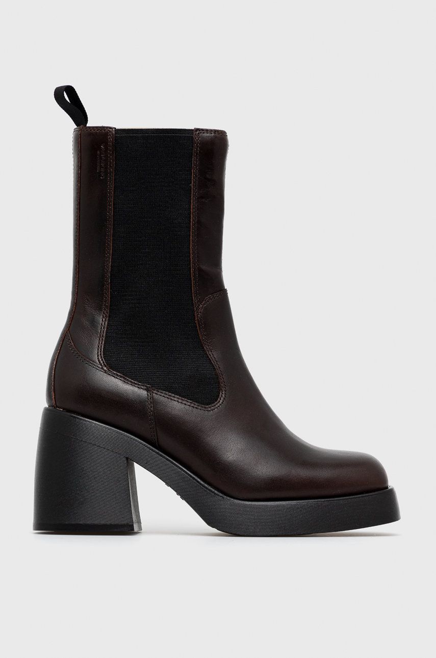 Kožené kotníkové boty Vagabond Shoemakers dámské, hnědá barva, na podpatku - hnědá -  Svršek: P