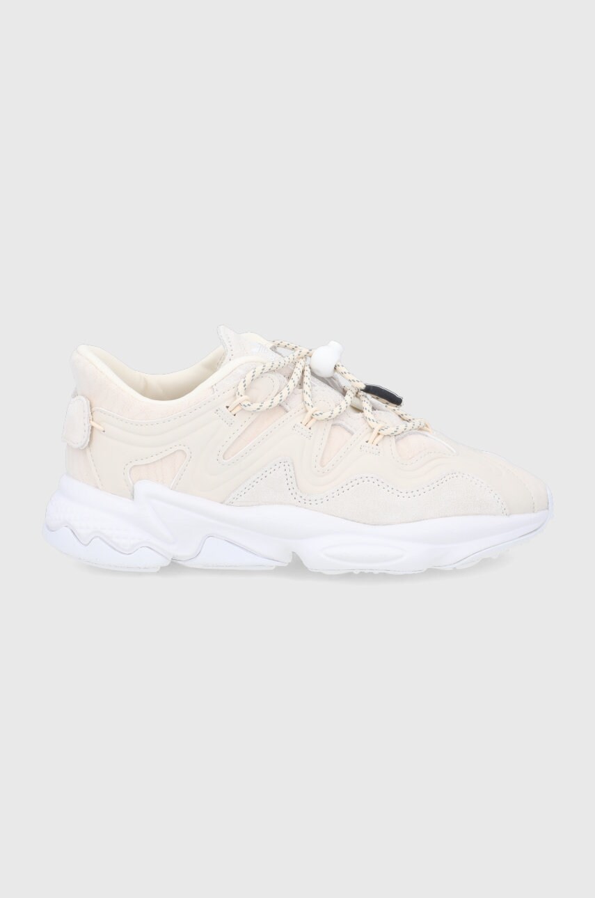 Adidas originals pantofi culoarea crem, cu toc plat