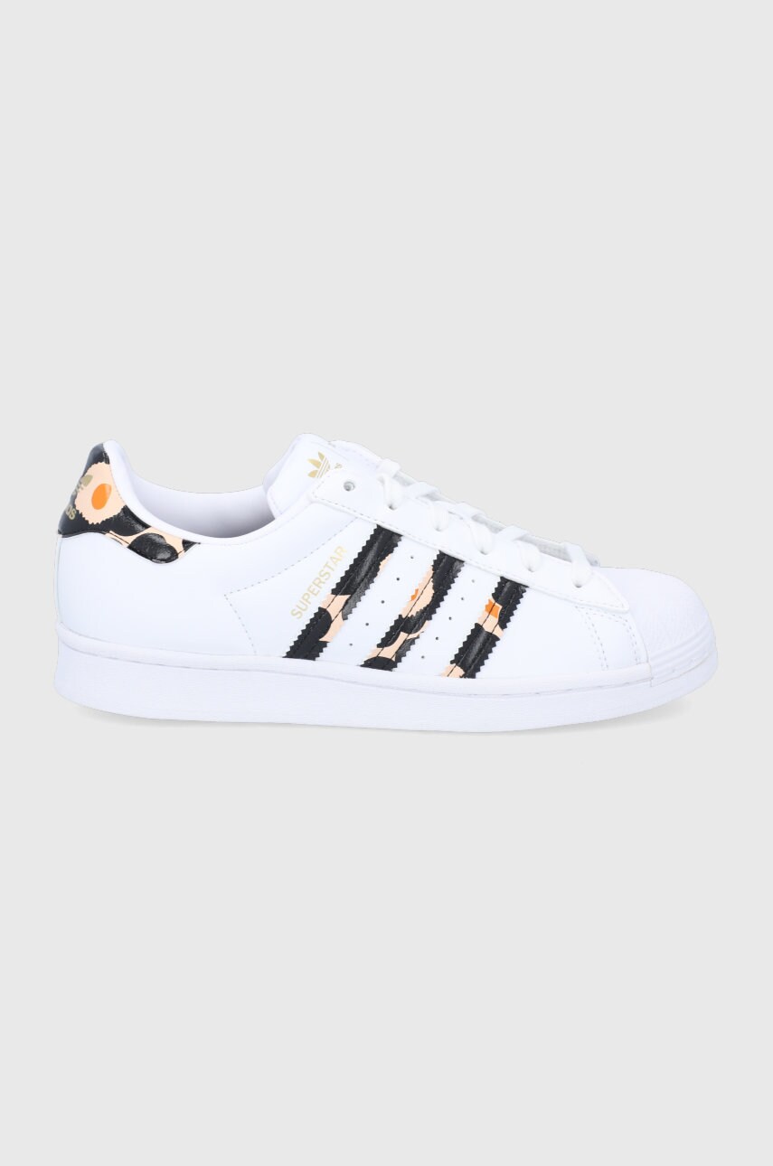 Adidas originals pantofi superstar x marimekko culoarea alb, cu toc plat