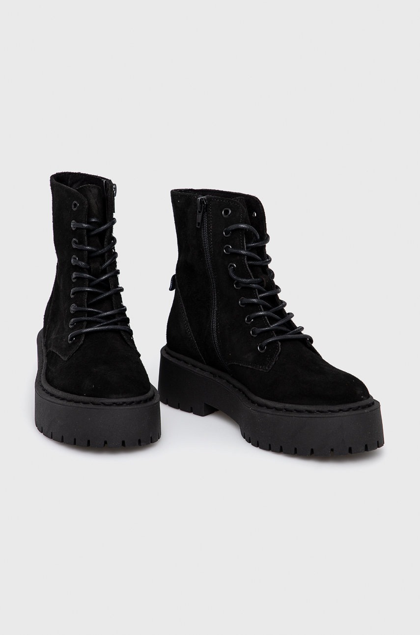 

Замшеві черевики Steve Madden жіночі колір чорний на платформі