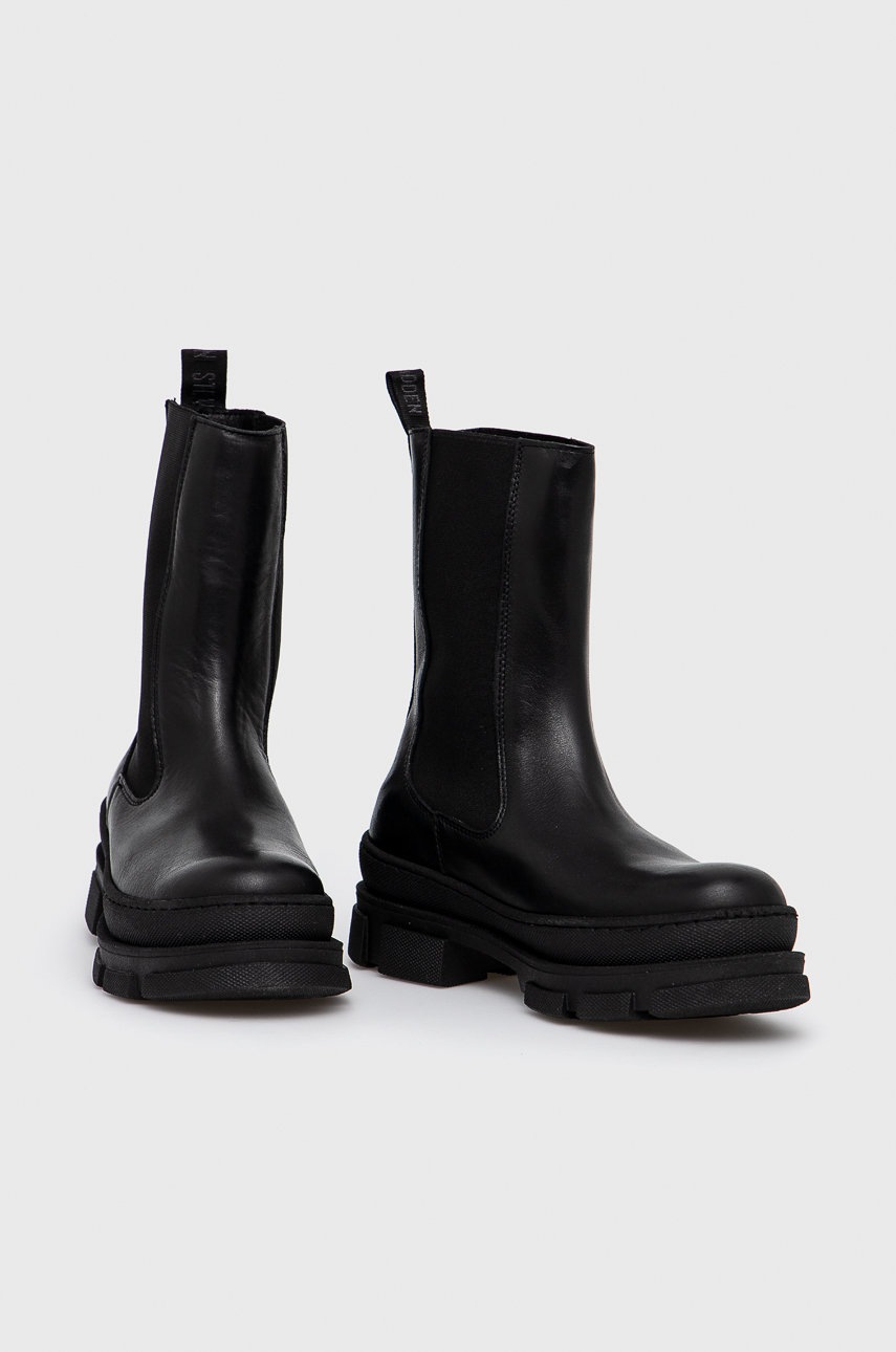 

Шкіряні черевики Steve Madden жіночі колір чорний на плоскому ходу