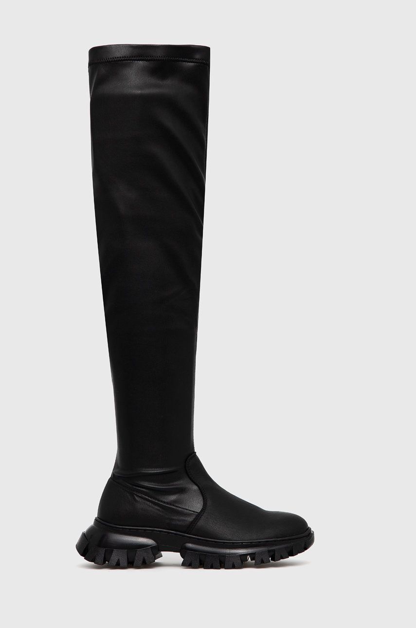 Steve Madden Cizme femei, culoarea negru, cu toc plat answear.ro imagine noua 2022