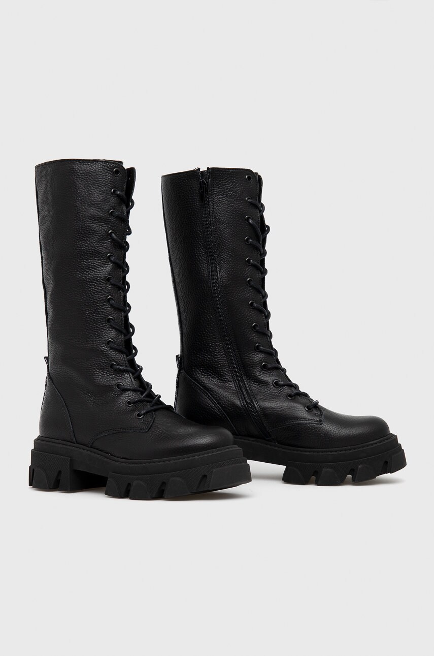 

Кожаные полусапоги Steve Madden Mavis женские цвет чёрный на платформе