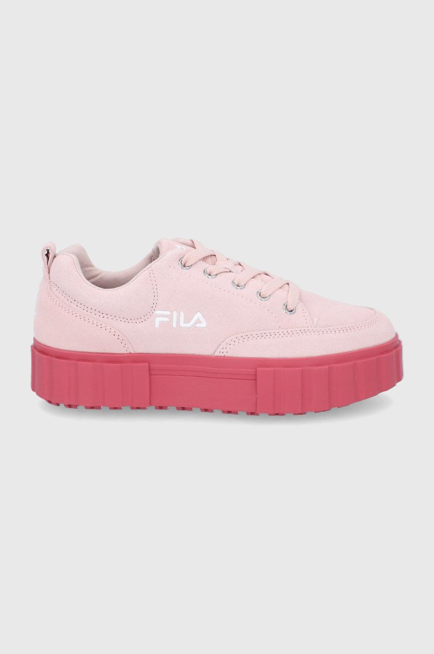 Fila Pantofi de piele întoarsă culoarea roz, cu platformă answear.ro