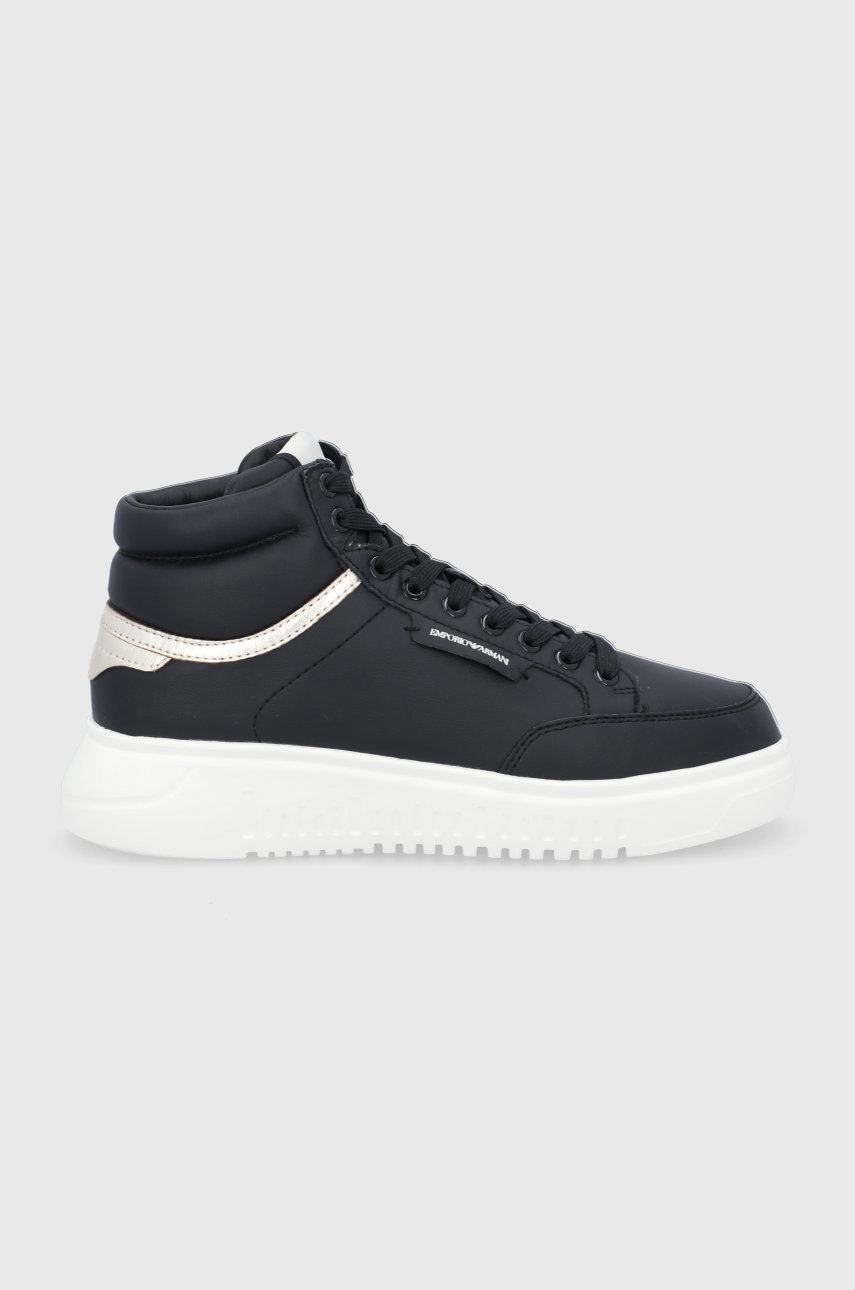 

Кожени обувки Emporio Armani в черно с платформа, Черен