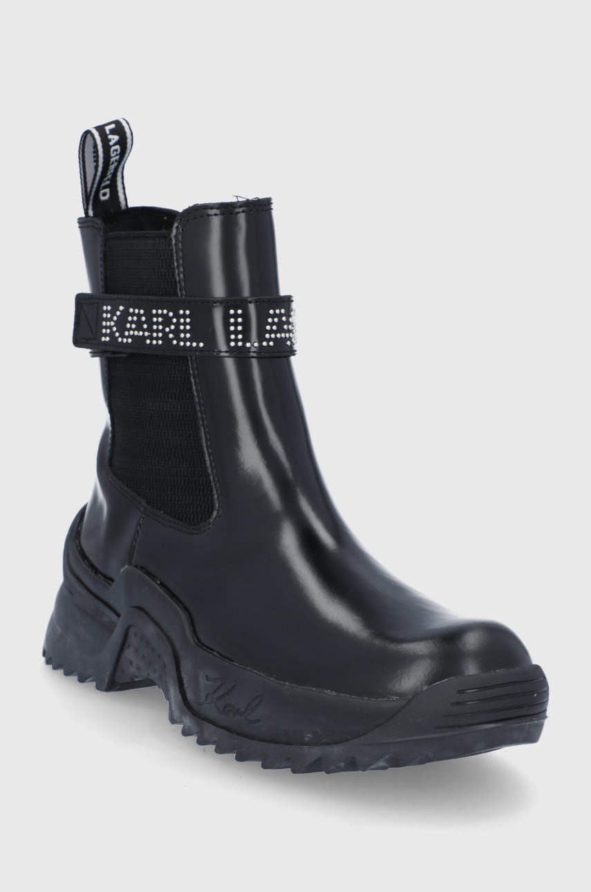 

Шкіряні черевики Karl Lagerfeld Quest жіночі колір чорний на плоскому ходу