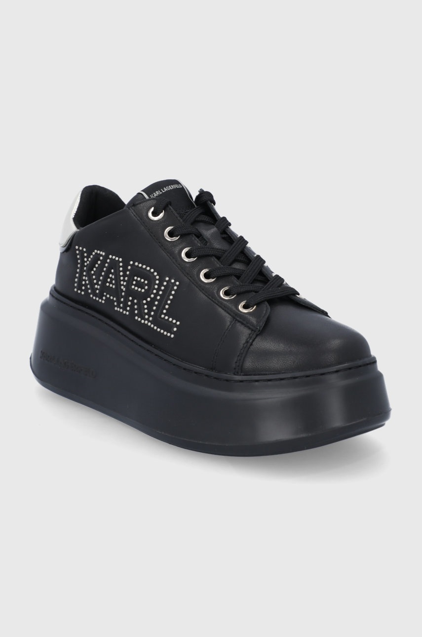 

Шкіряні черевики Karl Lagerfeld колір чорний на платформі