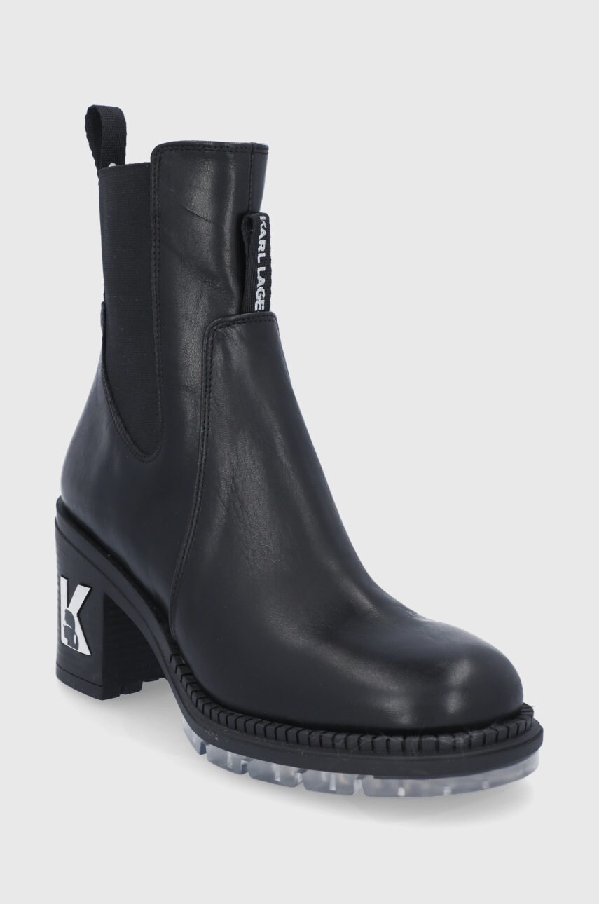 

Кожаные полусапоги Karl Lagerfeld женские цвет чёрный каблук кирпичик