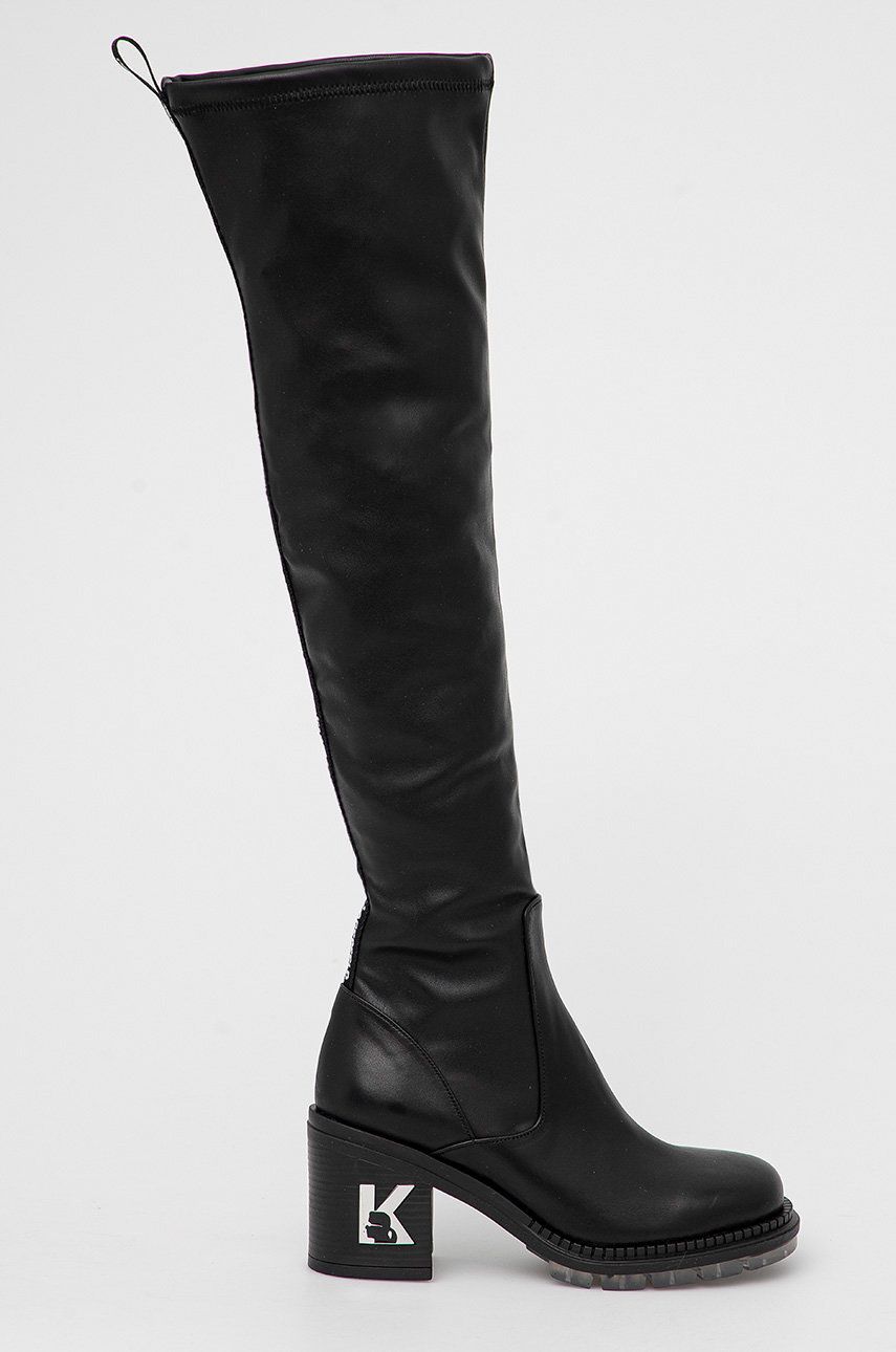 Karl Lagerfeld Cizme femei, culoarea negru, cu toc drept