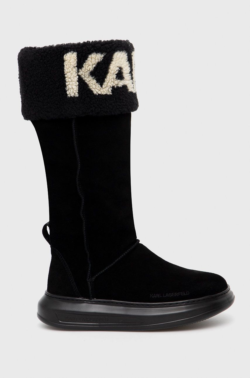 Levně Semišové sněhule Karl Lagerfeld Kapri Kosi černá barva