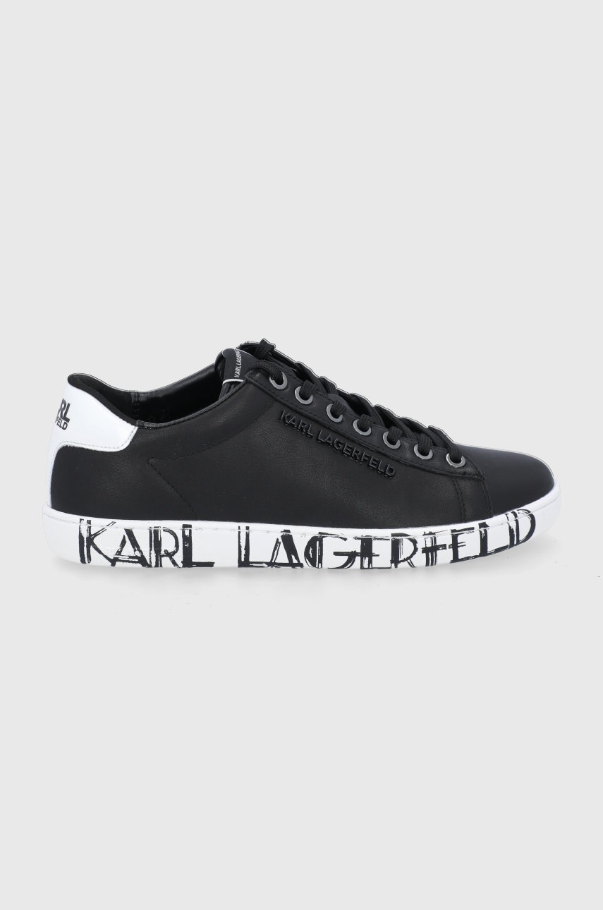 

Кожени обувки Karl Lagerfeld в черно с равна подметка, Черен