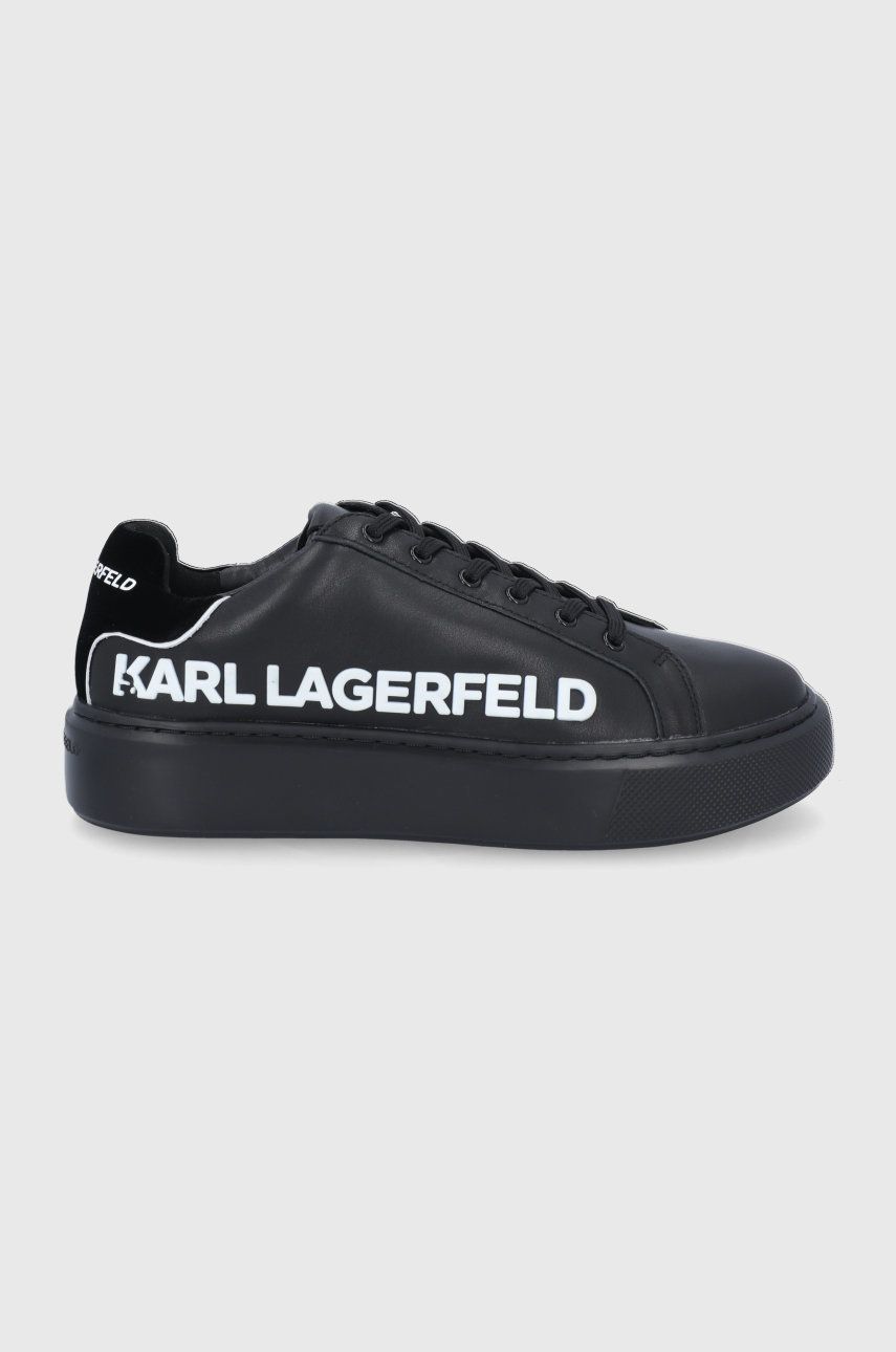 Levně Kožené boty Karl Lagerfeld MAXI KUP černá barva, na platformě