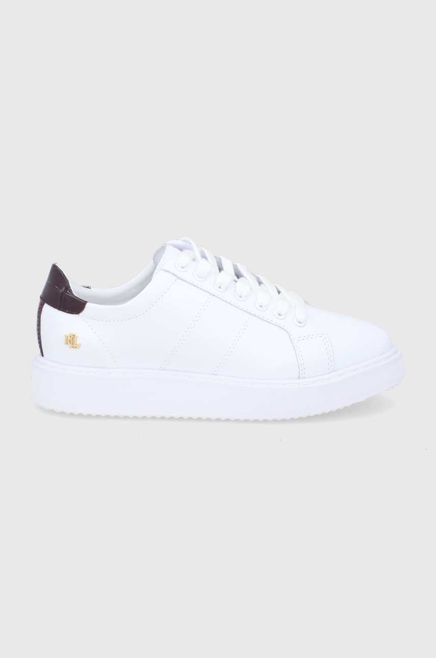 

Кожени обувки Lauren Ralph Lauren в бяло със скосена платформа, Бял