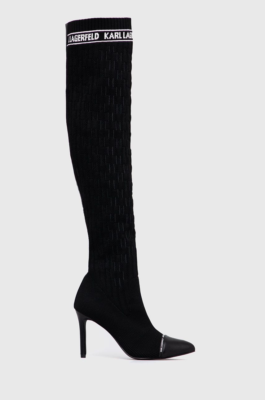 Kozačky Karl Lagerfeld PANDORA - černá -  Svršek: Textilní materiál