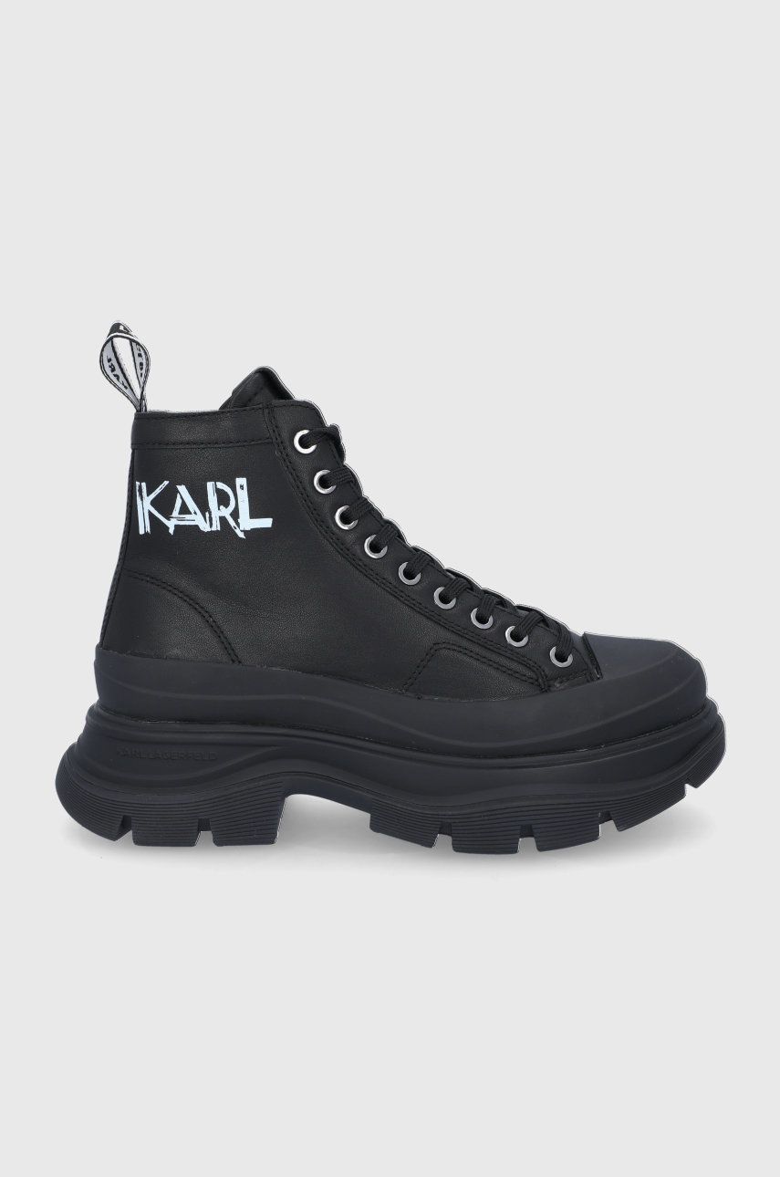 Karl Lagerfeld Ghete de piele culoarea negru, cu platformă answear.ro