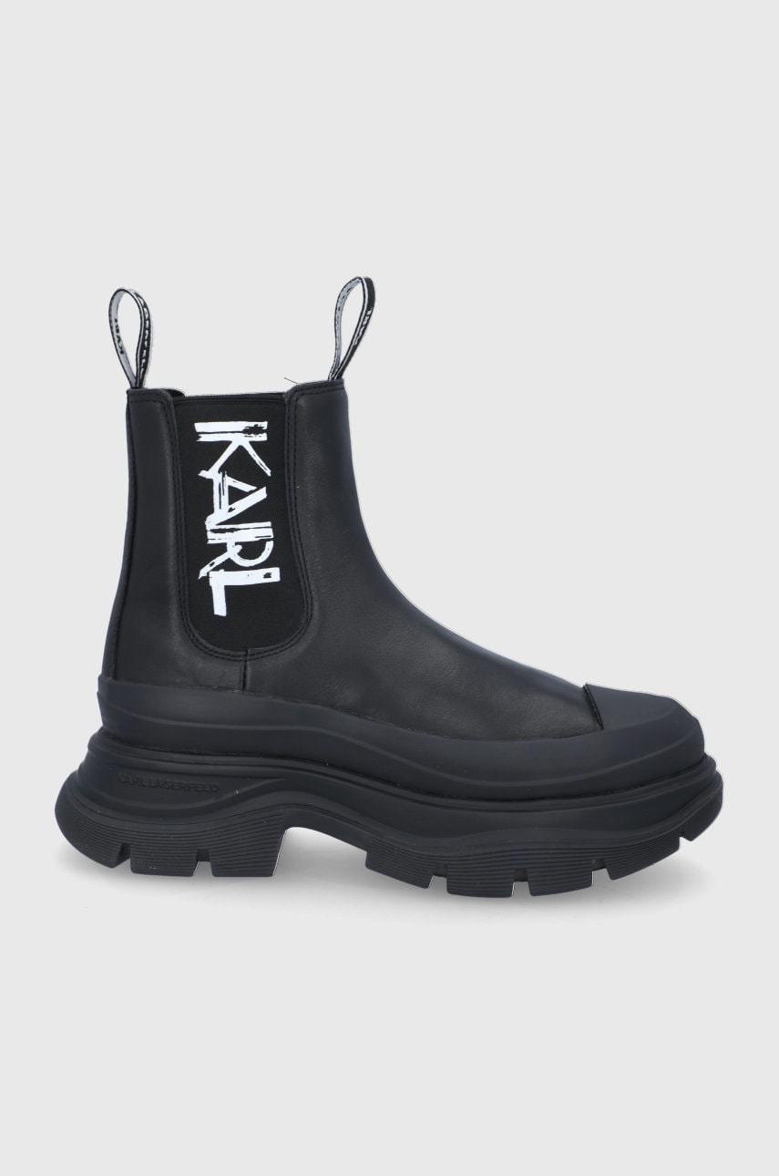 Karl lagerfeld cizme femei, culoarea negru, cu platformă