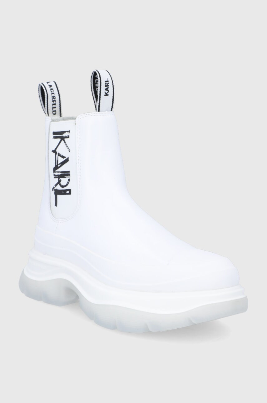 

Кожаные полусапоги Karl Lagerfeld женские цвет белый на платформе