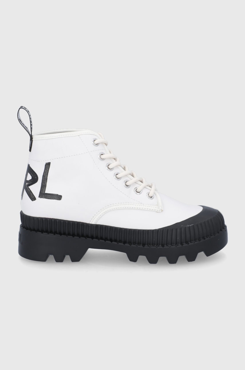 Karl Lagerfeld Teniși de piele femei, culoarea alb, Karl Lagerfeld Teniși de piele femei, culoarea alb, ANSWEAR