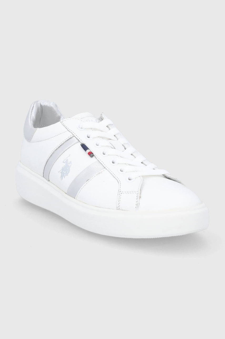 

Кожаные ботинки U.S. Polo Assn. цвет белый на плоском ходу