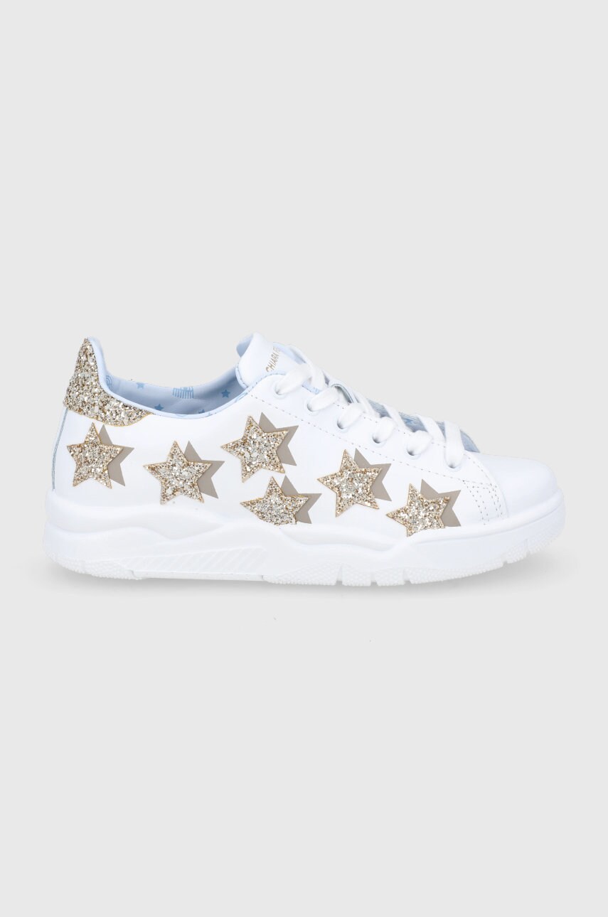 Chiara ferragni ghete de piele roger stars culoarea alb, cu platformă