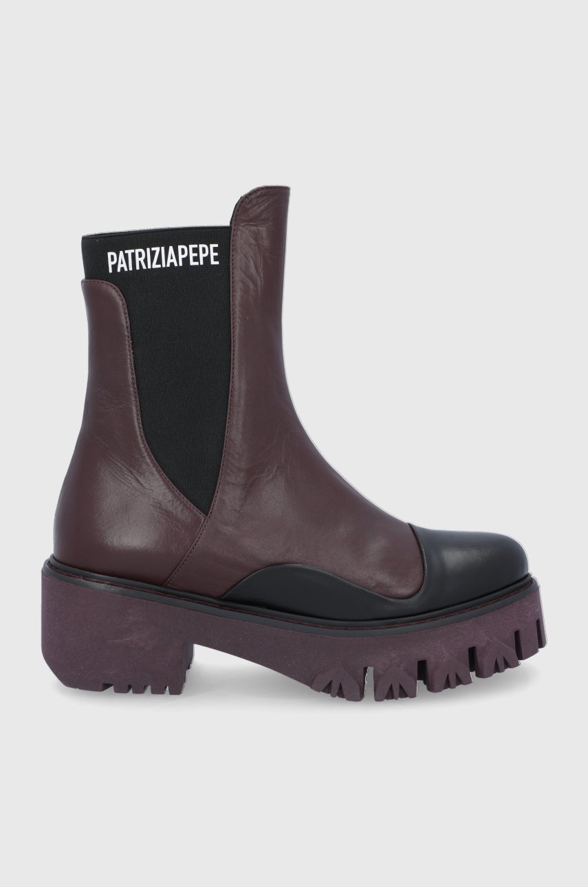 

Кожени боти челси Patrizia Pepe дамски в лилаво с платформа, Виолетов