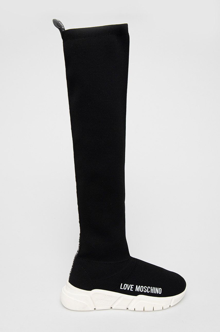 Love Moschino Pantofi femei, culoarea negru, cu toc plat answear.ro imagine megaplaza.ro