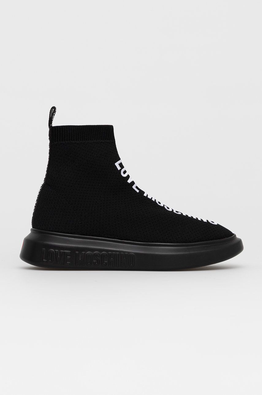 Love Moschino Pantofi culoarea negru, cu toc plat imagine reduceri black friday 2021 answear.ro