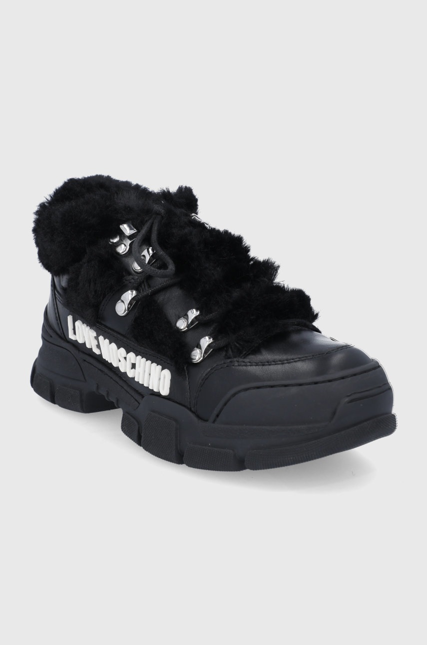 

Черевики Love Moschino колір чорний на плоскому ходу