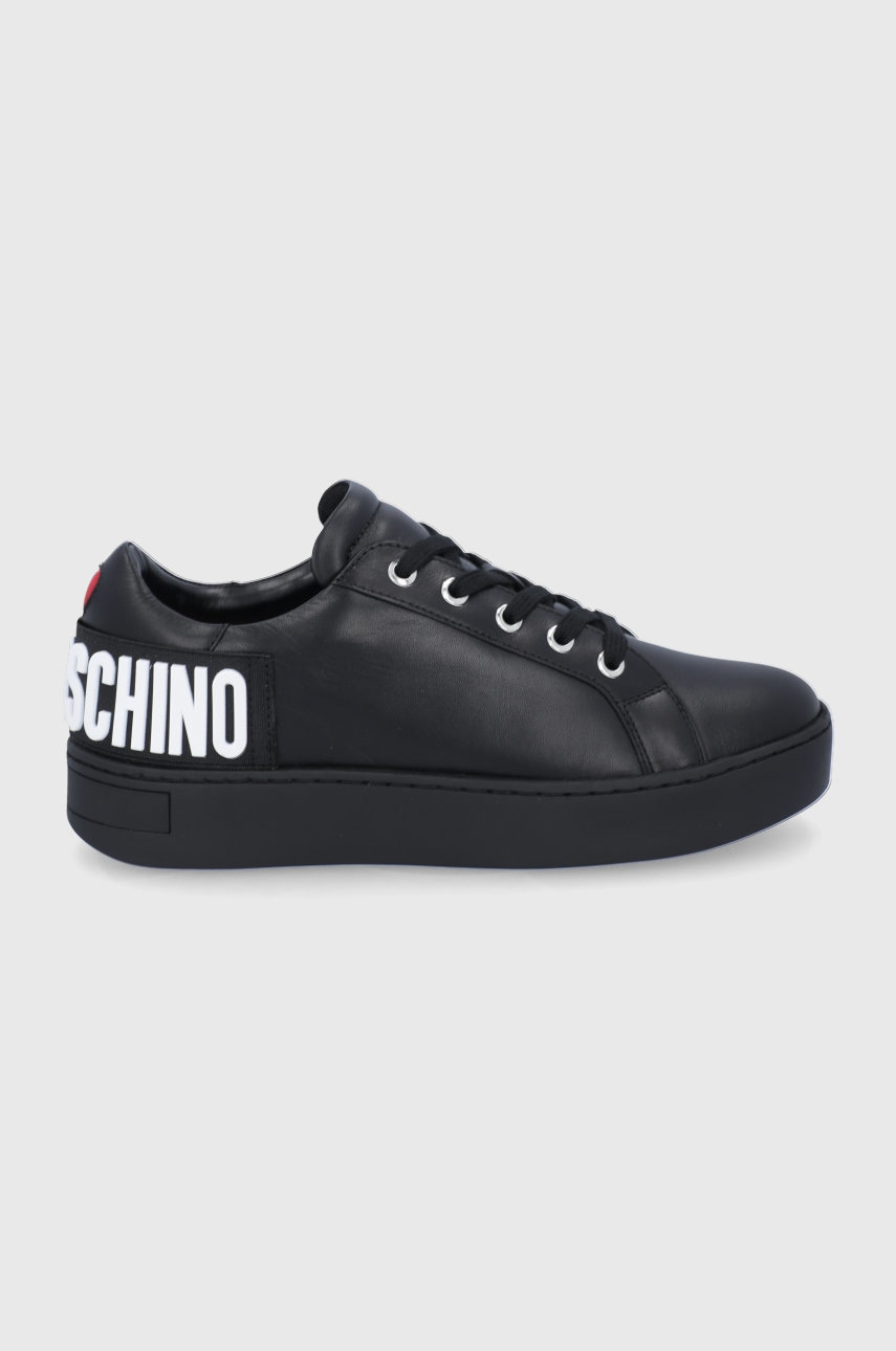 Love Moschino Ghete de piele culoarea negru, cu platformă