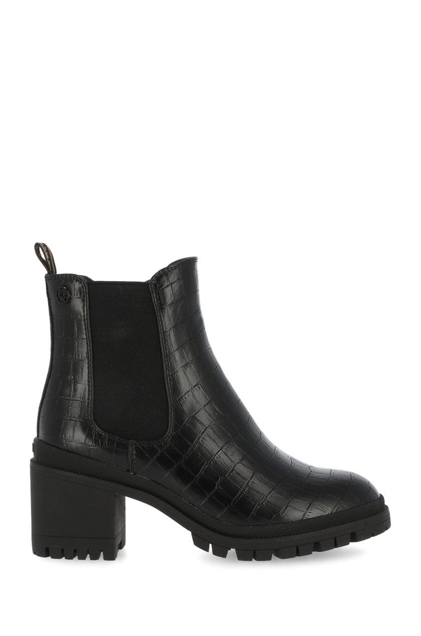 Čižmy a členkové topánky - Topánky Chelsea Mexx Danella dámske, čierna farba, na podpätku