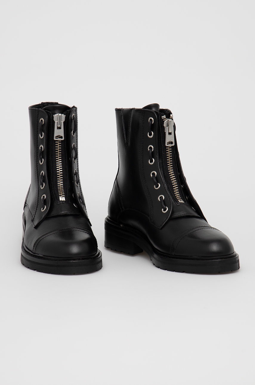 

Кожаные полусапоги AllSaints Ariel женские цвет чёрный на плоском ходу