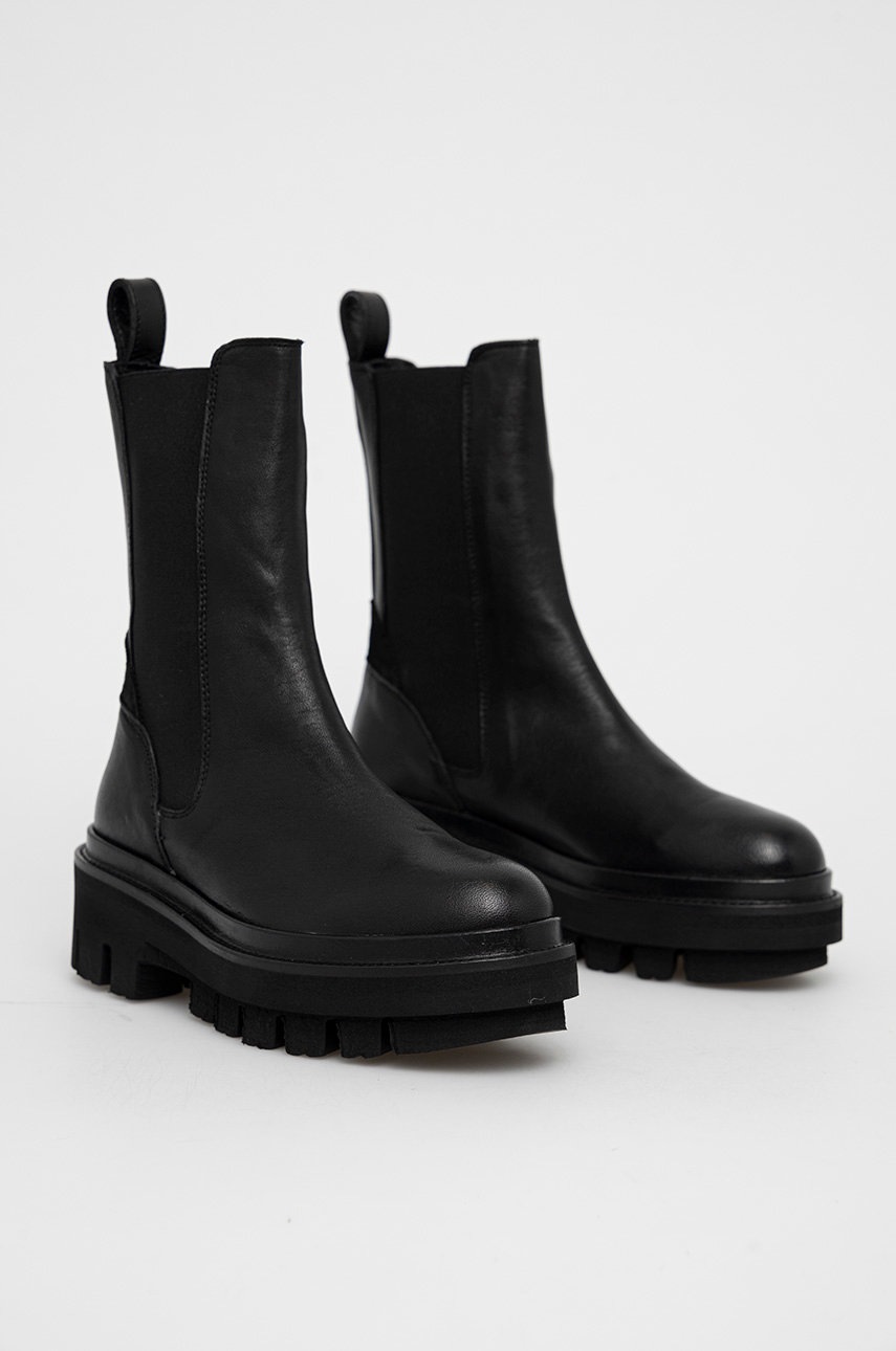 

Кожаные полусапоги AllSaints Billie женские цвет чёрный на платформе