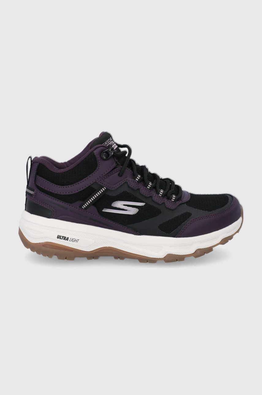 Levně Boty Skechers fialová barva, na plochém podpatku