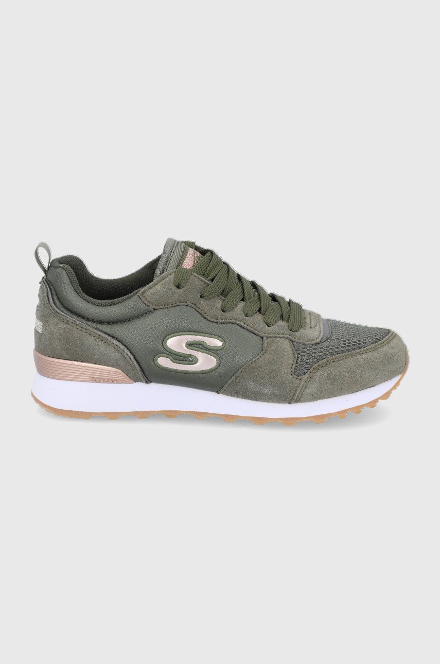 Skechers Pantofi culoarea verde, cu toc plat