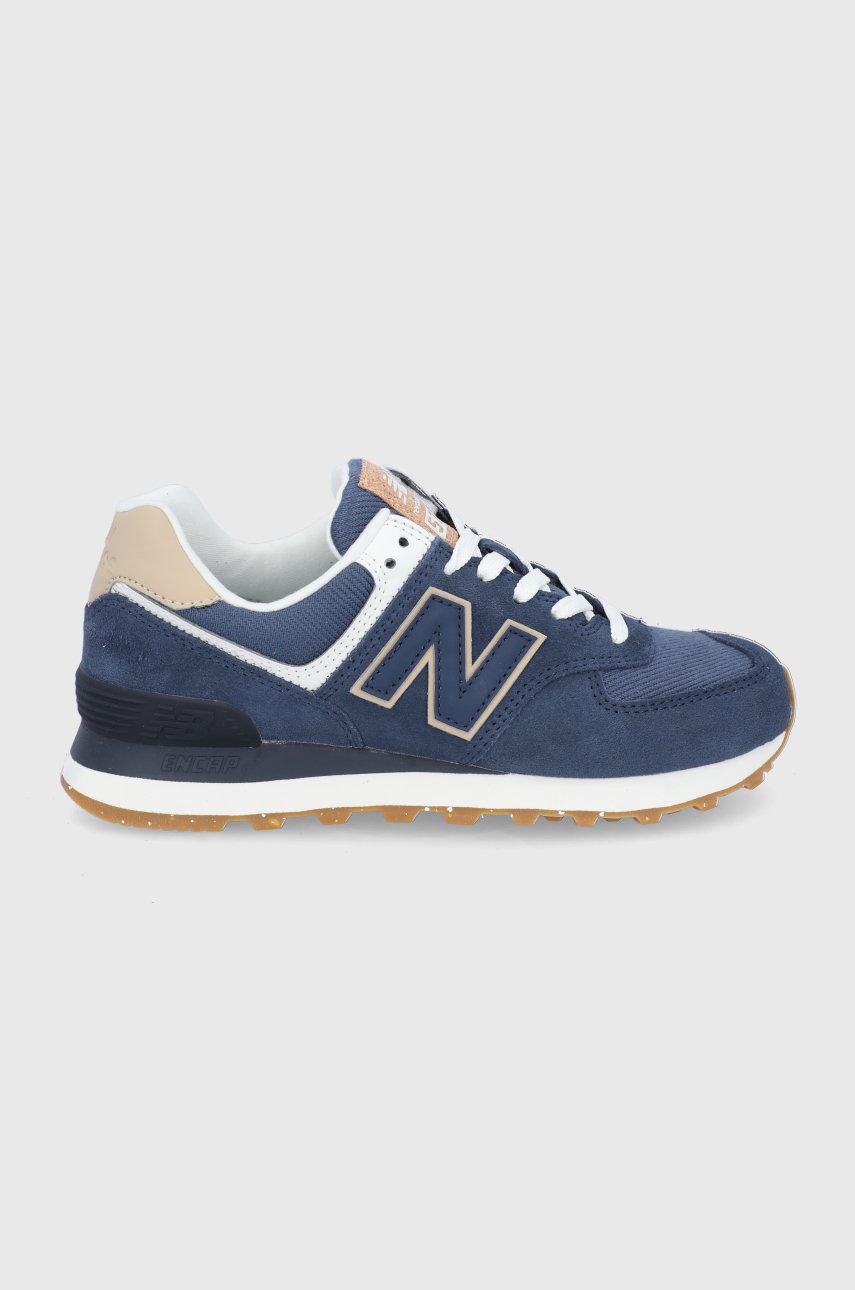

Обувки New Balance WL574SO2 в тъмносиньо с равна подметка, Тъмносин