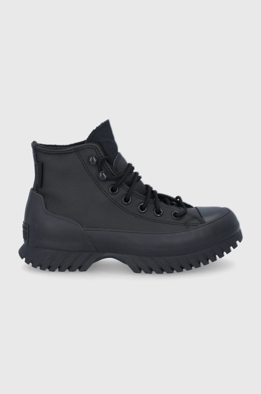 Kožené boty Converse dámské, černá barva, na platformě, 171427C.BLACK-BLACK - černá -  Svršek: 