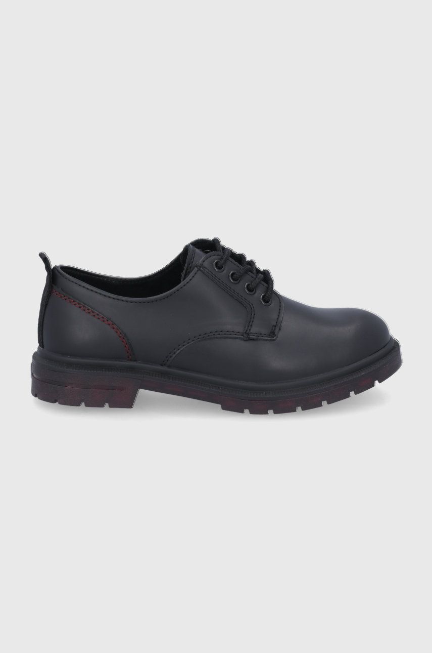 Wrangler Pantofi de piele femei, culoarea negru, cu toc plat imagine reduceri black friday 2021 answear.ro