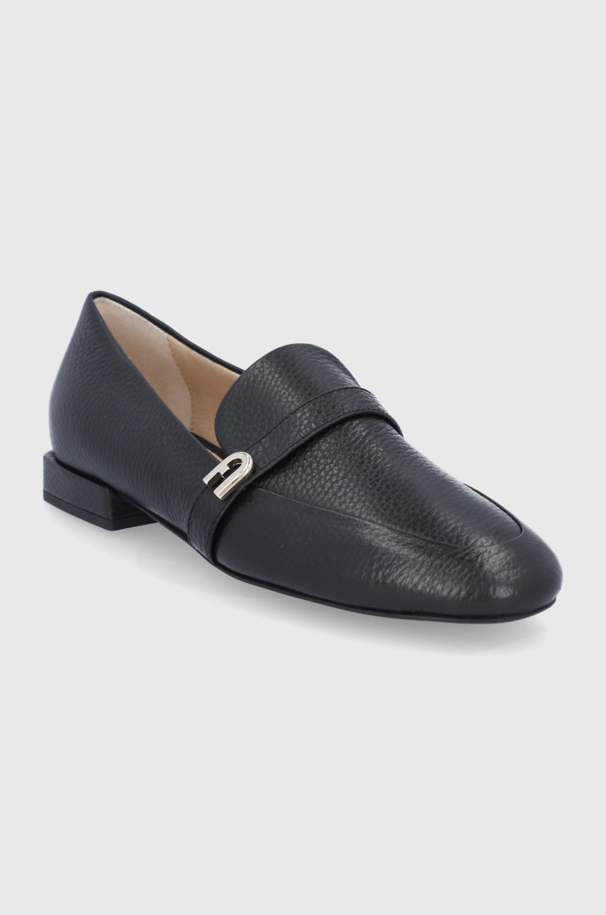 

Шкіряні мокасини Furla Loafer жіночі колір чорний на плоскому ходу