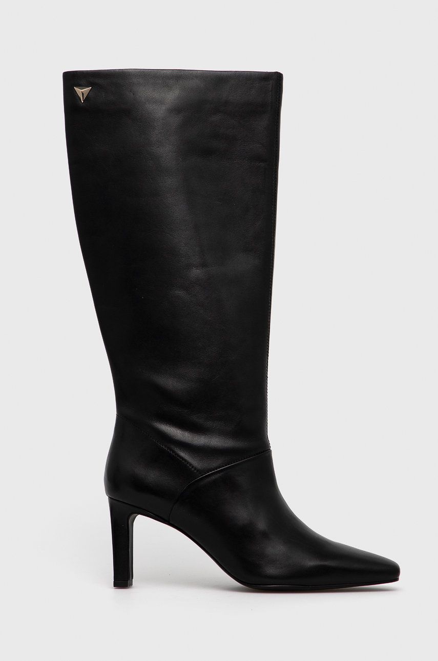 Sisley Ghete de piele femei, culoarea negru, cu toc drept answear.ro imagine noua 2022