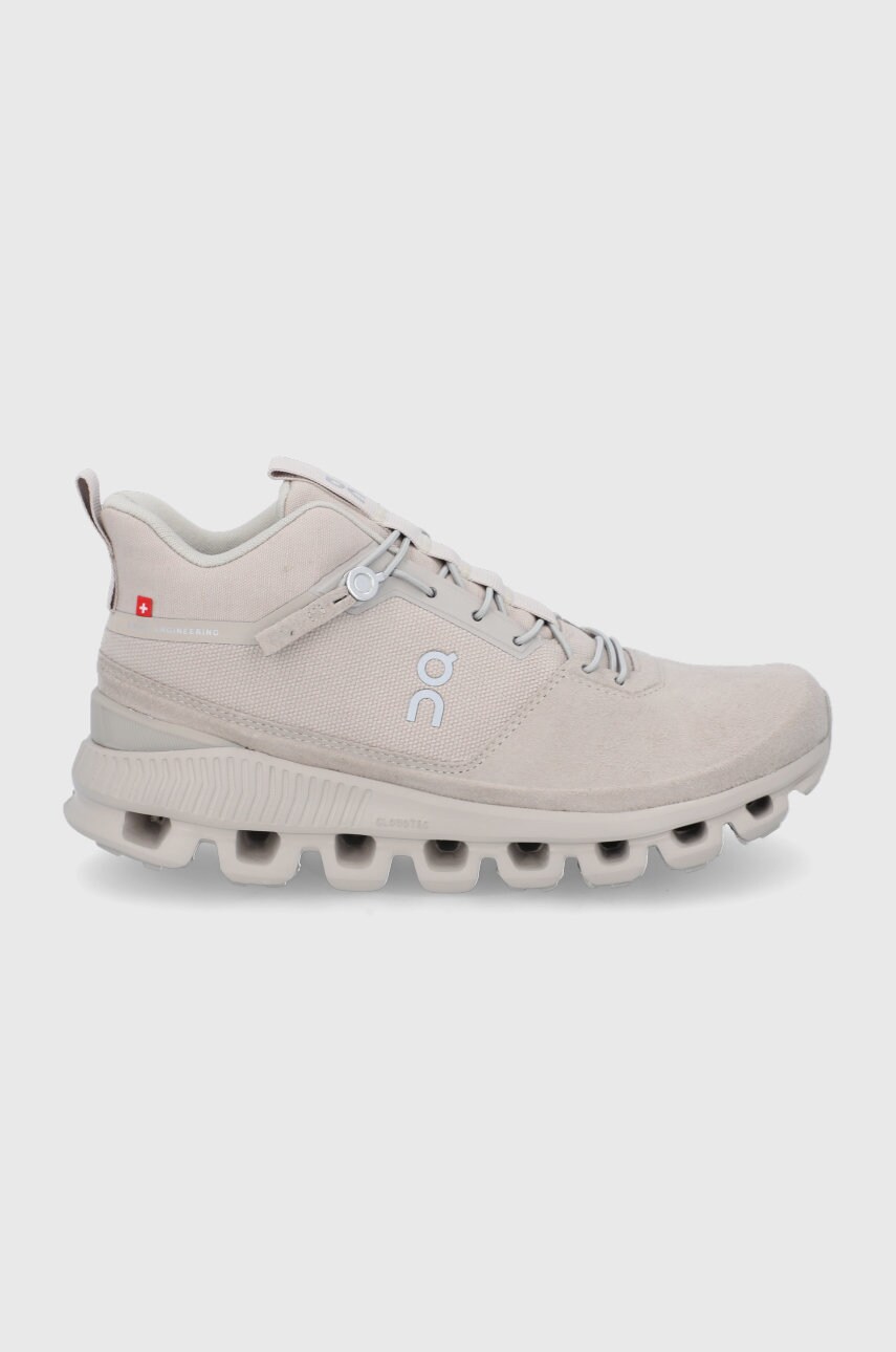 On-running pantofi cloud hi culoarea crem, cu toc plat