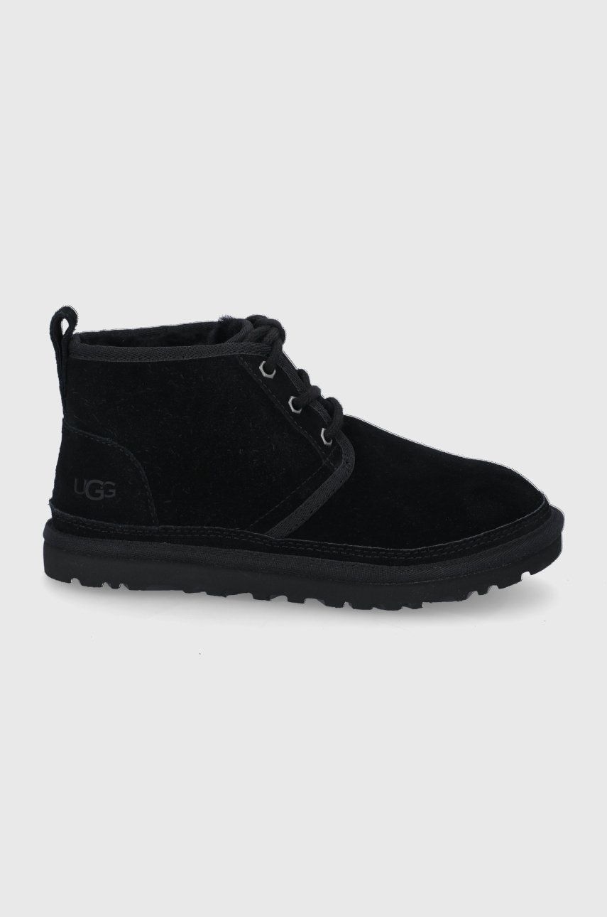 Semišové boty UGG Neumel dámské, černá barva, na plochém podpatku, zateplené, 1094269.BLK-BLK - čern